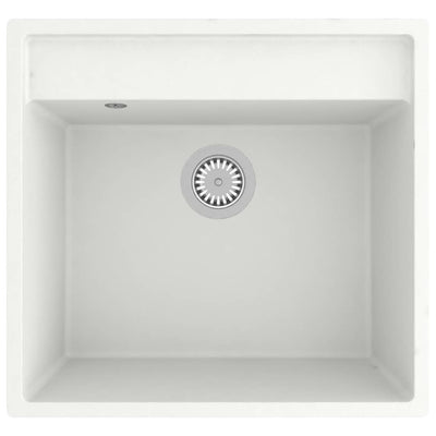 Kitchen Sink with Overflow Hole White Granite Payday Deals