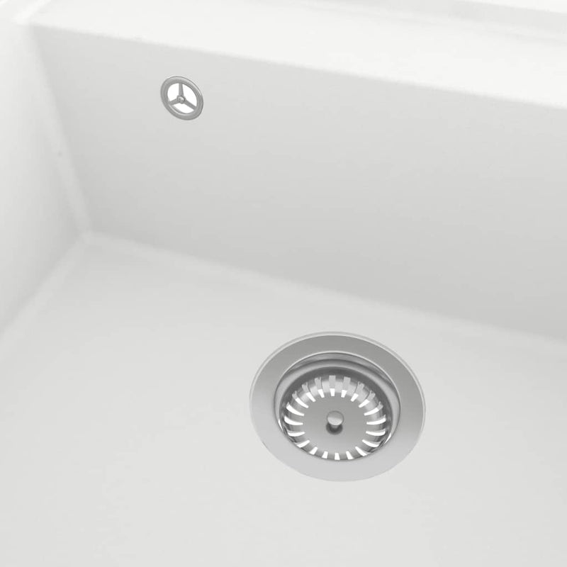 Kitchen Sink with Overflow Hole White Granite Payday Deals