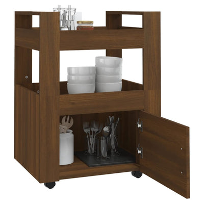 Kitchen Trolley Brown Oak 60x45x80 cm Engineered Wood Payday Deals