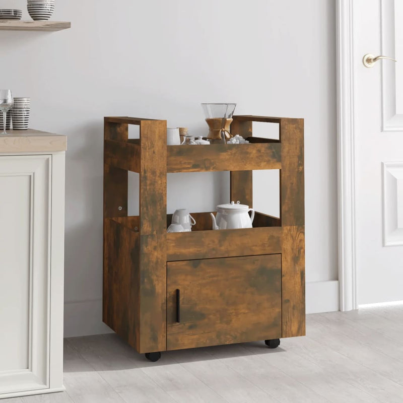 Kitchen Trolley Smoked Oak 60x45x80 cm Engineered Wood Payday Deals