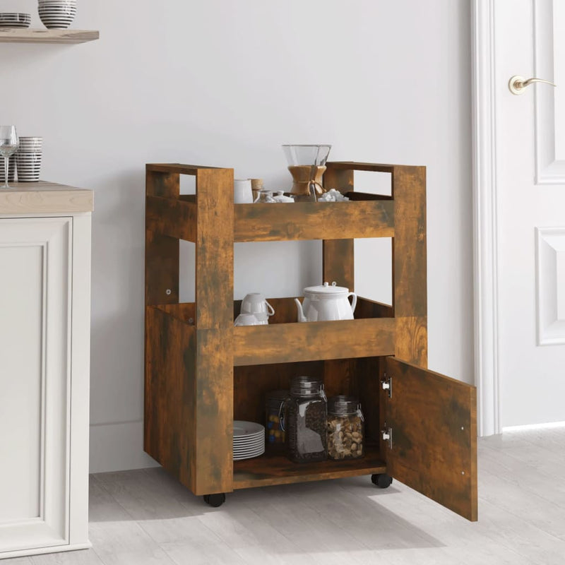 Kitchen Trolley Smoked Oak 60x45x80 cm Engineered Wood Payday Deals