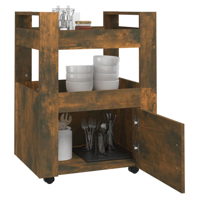 Kitchen Trolley Smoked Oak 60x45x80 cm Engineered Wood Payday Deals