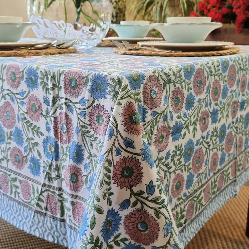 Kolka Kumudani Hand Block-Printed Tablecloth - Pink Payday Deals