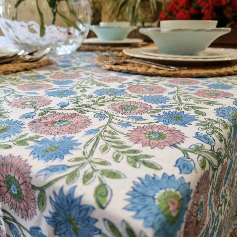 Kolka Kumudani Hand Block-Printed Tablecloth - Pink Payday Deals