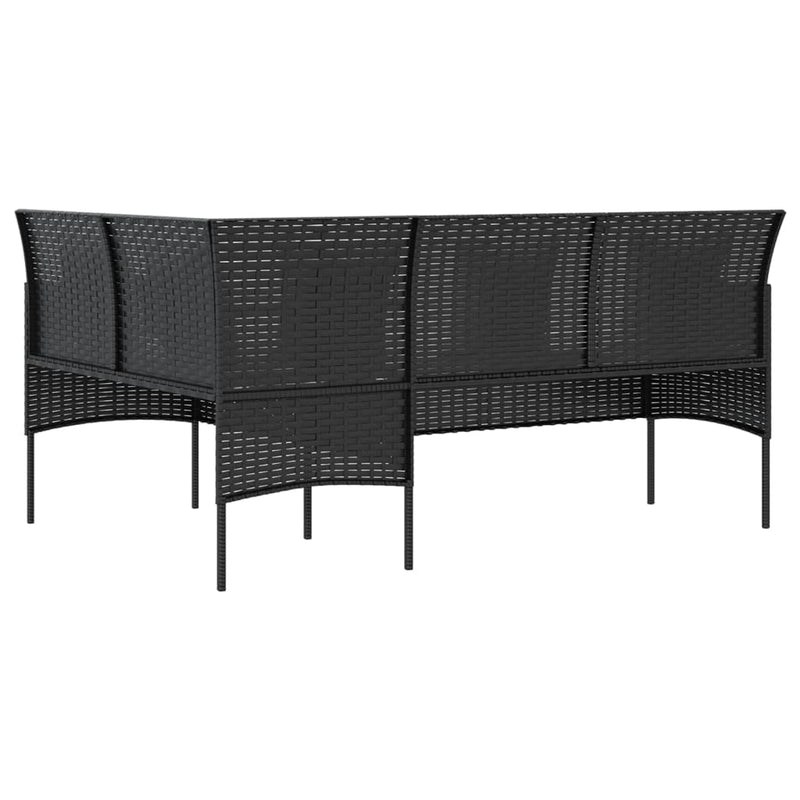 L-shaped Couch Sofa with Cushions Poly Rattan Black Payday Deals