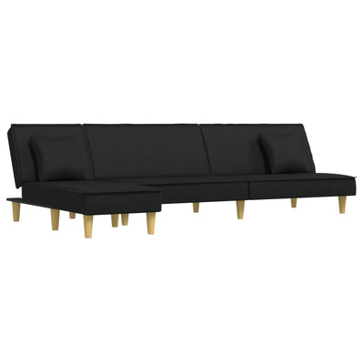 L-shaped Sofa Bed Black 255x140x70 cm Fabric Payday Deals