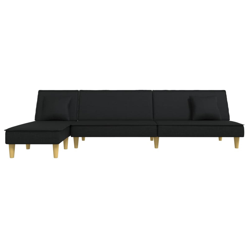 L-shaped Sofa Bed Black 255x140x70 cm Fabric Payday Deals