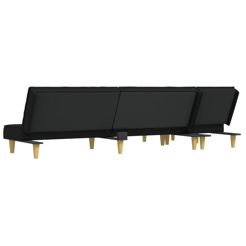 L-shaped Sofa Bed Black 255x140x70 cm Fabric Payday Deals