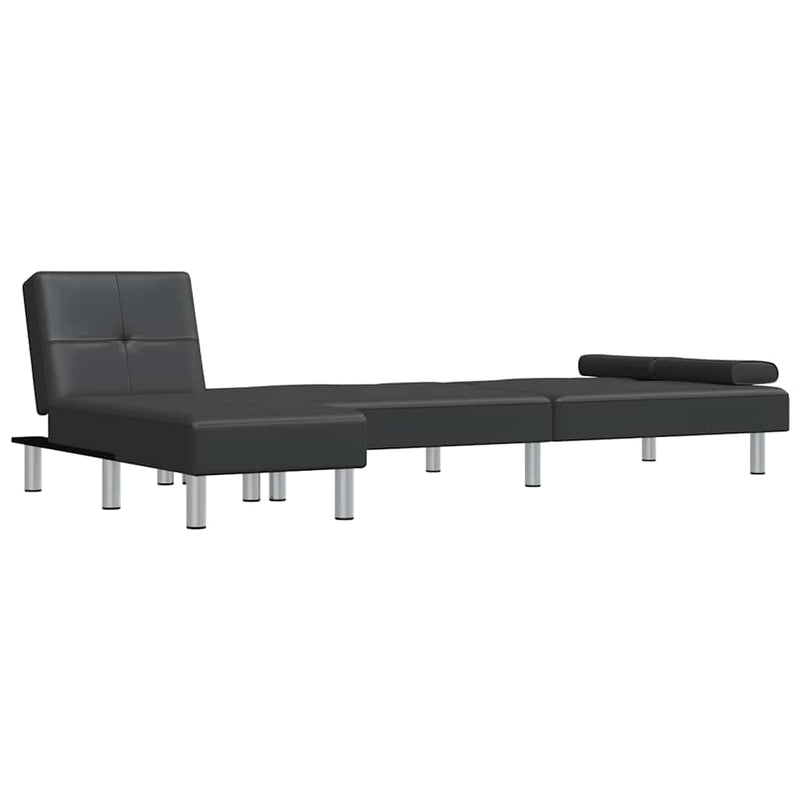 L-shaped Sofa Bed Black 255x140x70 cm Faux Leather Payday Deals