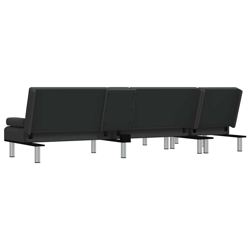 L-shaped Sofa Bed Black 255x140x70 cm Faux Leather Payday Deals