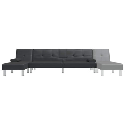 L-shaped Sofa Bed Black 255x140x70 cm Faux Leather Payday Deals