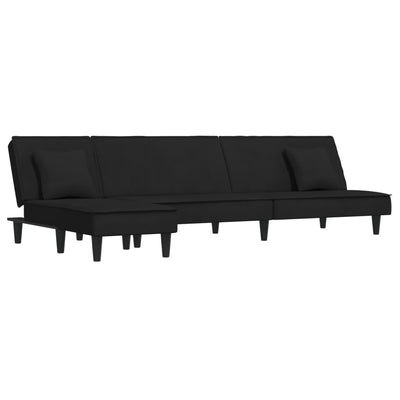 L-shaped Sofa Bed Black 255x140x70 cm Velvet Payday Deals