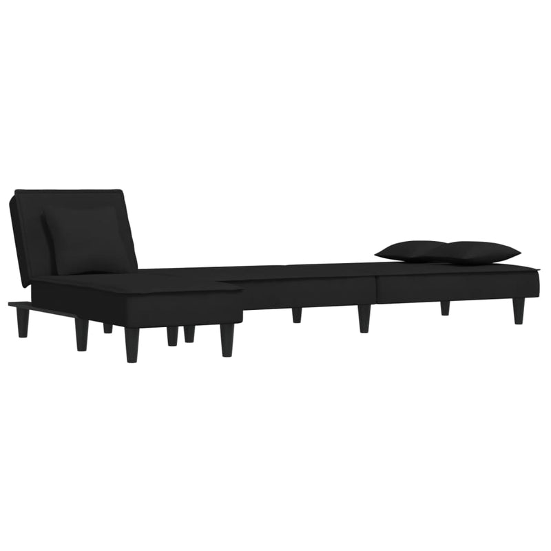 L-shaped Sofa Bed Black 255x140x70 cm Velvet Payday Deals