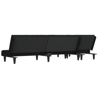 L-shaped Sofa Bed Black 255x140x70 cm Velvet Payday Deals