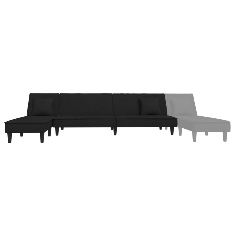 L-shaped Sofa Bed Black 255x140x70 cm Velvet Payday Deals