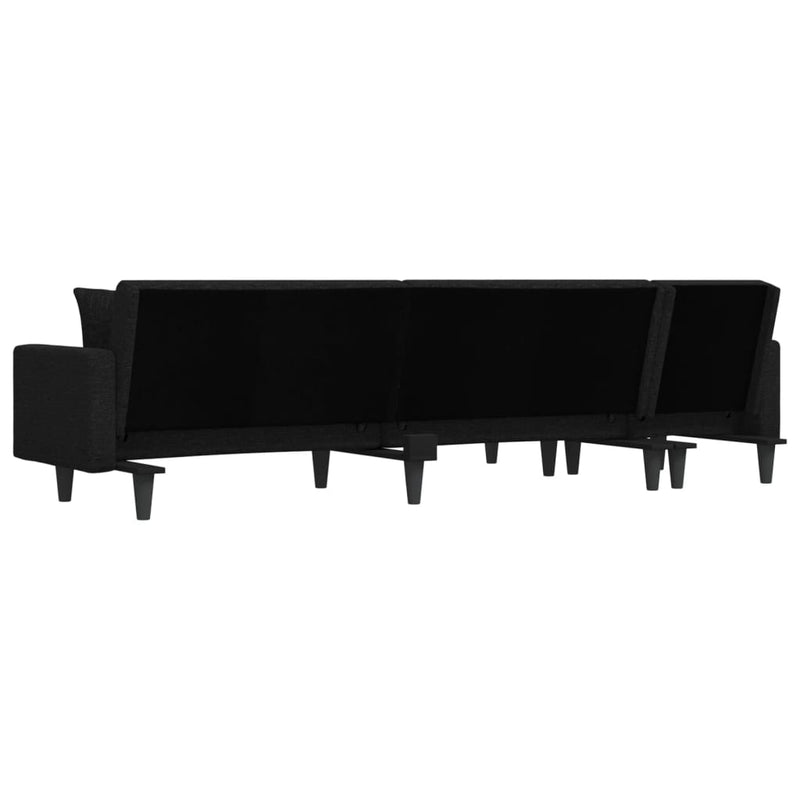 L-shaped Sofa Bed Black 275x140x70 cm Fabric Payday Deals