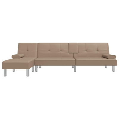 L-shaped Sofa Bed Cappuccino 255x140x70 cm Faux Leather Payday Deals