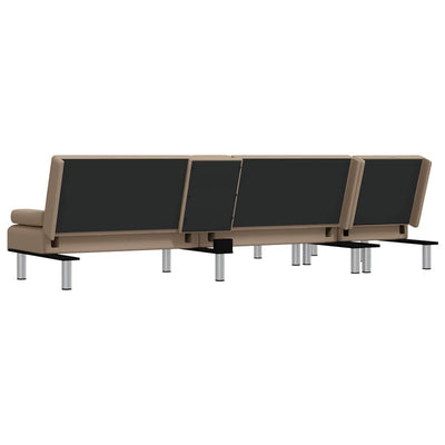 L-shaped Sofa Bed Cappuccino 255x140x70 cm Faux Leather Payday Deals