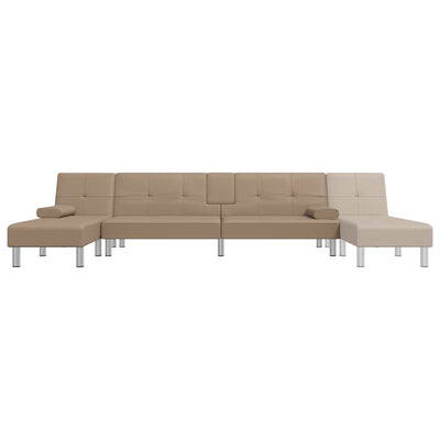 L-shaped Sofa Bed Cappuccino 255x140x70 cm Faux Leather Payday Deals