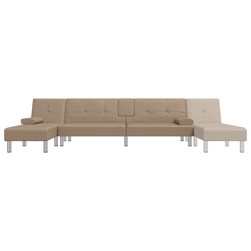 L-shaped Sofa Bed Cappuccino 255x140x70 cm Faux Leather Payday Deals