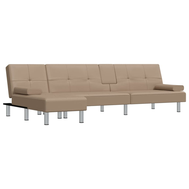 L-shaped Sofa Bed Cappuccino 255x140x70 cm Faux Leather Payday Deals