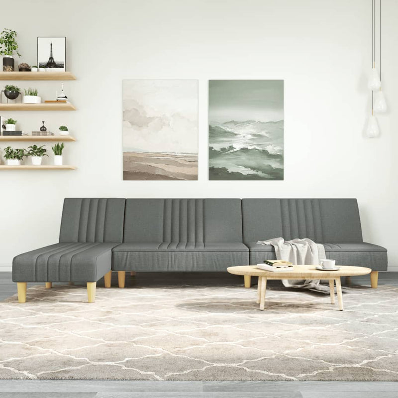 L-shaped Sofa Bed Dark Grey 255x140x70 cm Fabric Payday Deals