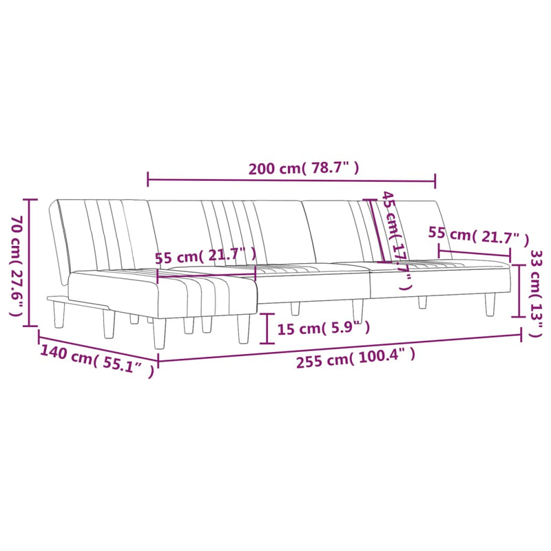 L-shaped Sofa Bed Dark Grey 255x140x70 cm Fabric Payday Deals