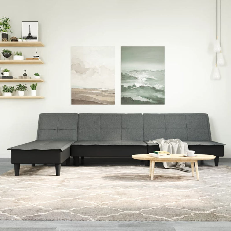 L-shaped Sofa Bed Dark Grey 255x140x70 cm Fabric Payday Deals