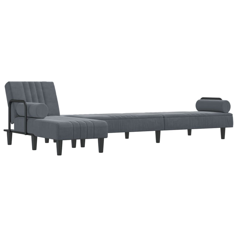 L-shaped Sofa Bed Dark Grey 260x140x70 cm Velvet Payday Deals