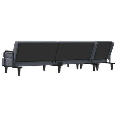 L-shaped Sofa Bed Dark Grey 260x140x70 cm Velvet Payday Deals