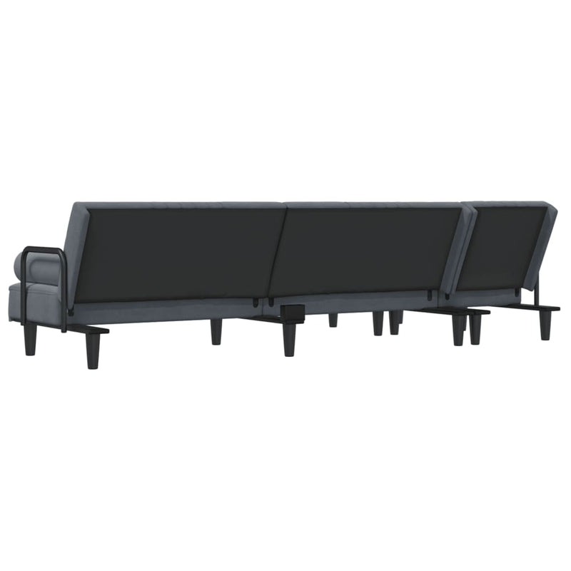 L-shaped Sofa Bed Dark Grey 260x140x70 cm Velvet Payday Deals