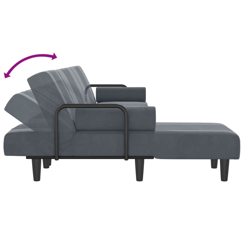 L-shaped Sofa Bed Dark Grey 260x140x70 cm Velvet Payday Deals