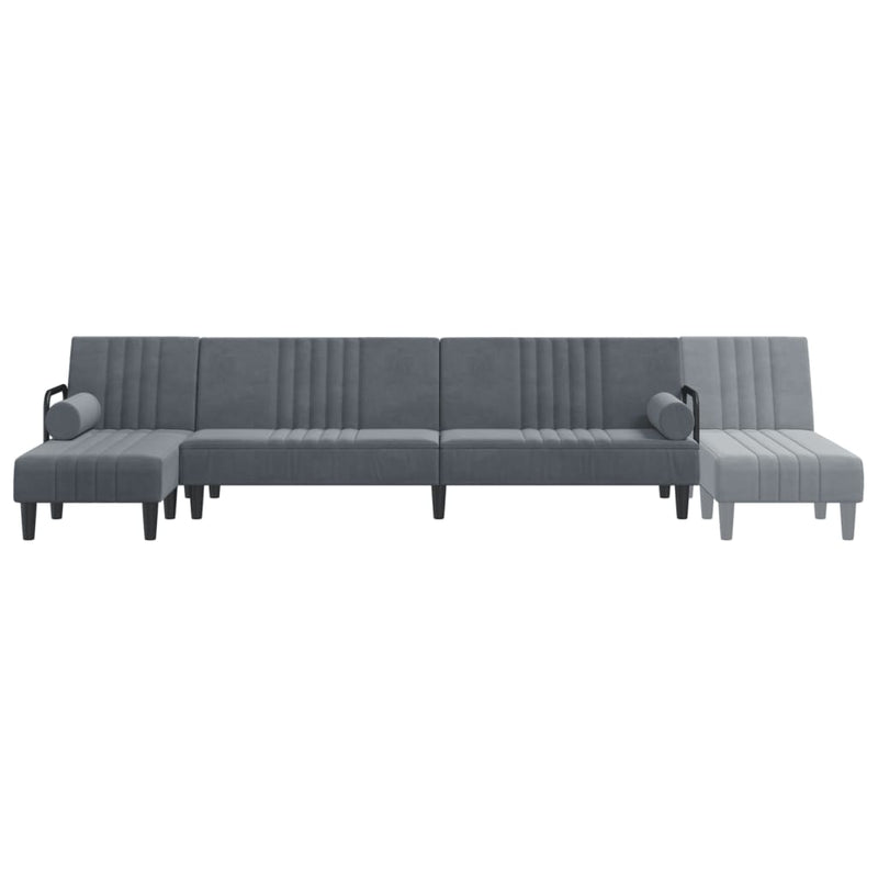 L-shaped Sofa Bed Dark Grey 260x140x70 cm Velvet Payday Deals