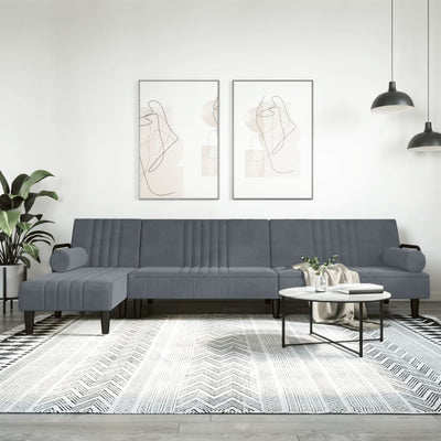 L-shaped Sofa Bed Dark Grey 260x140x70 cm Velvet Payday Deals