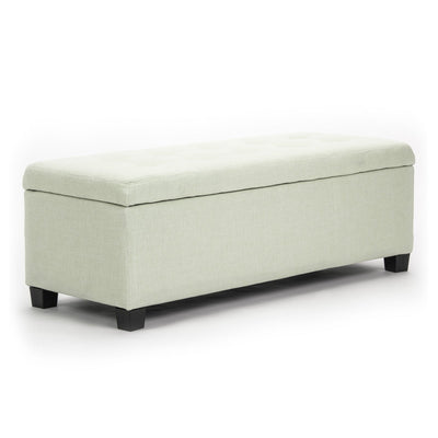 La Bella 102cm Light Green Storage Ottoman Stool Fabric