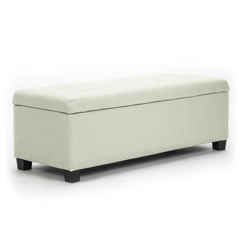 La Bella 102cm Light Green Storage Ottoman Stool Fabric Payday Deals