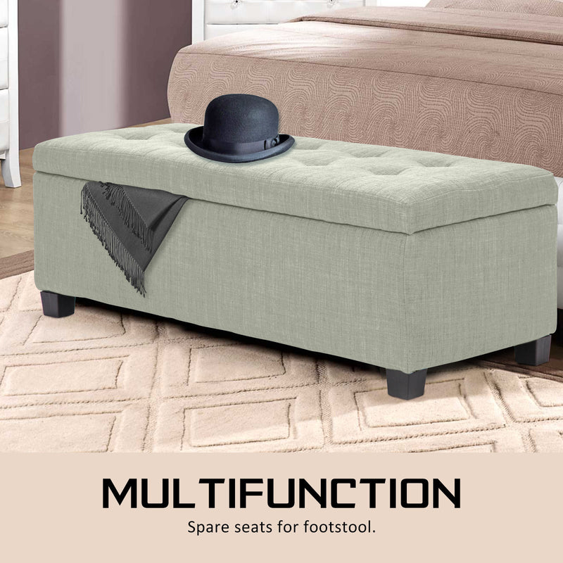 La Bella 102cm Light Green Storage Ottoman Stool Fabric Payday Deals