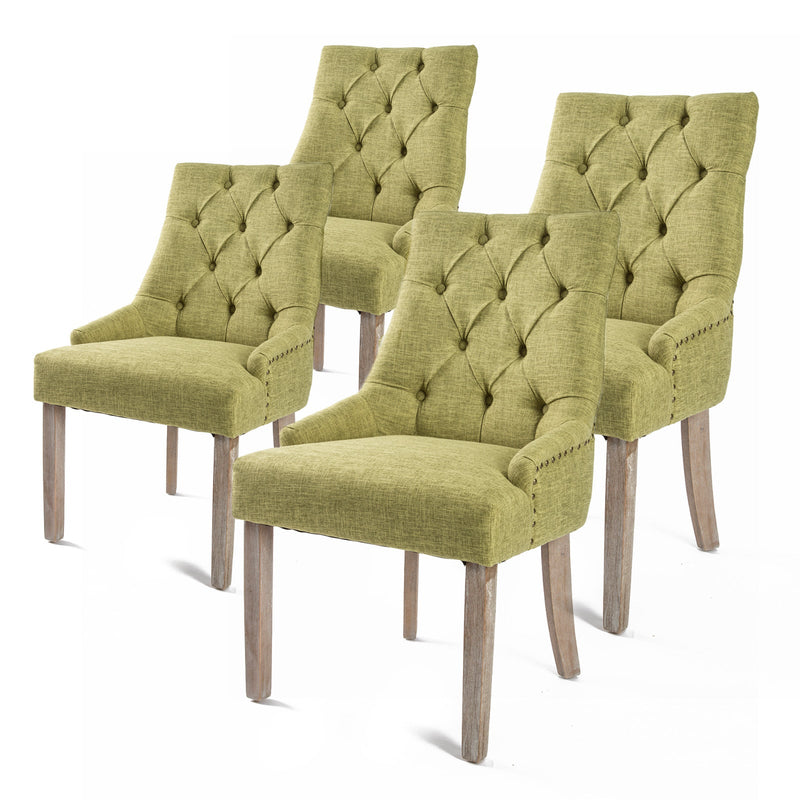 La Bella 4 Set Green French Provincial Dining Chair Amour Oak Leg Payday Deals