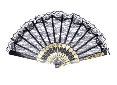 LACE FAN Hand Folding Wedding Party Bridal Spanish Costume Accessory - Black