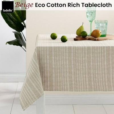 Ladelle Beige Eco Cotton Rich Tablecloth 150 x 265 cm Payday Deals
