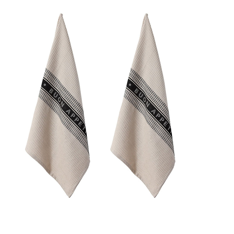 Ladelle Set of 2 Professional Series III Jumbo Cotton Kitchen Towels 57 x 84 cm Taupe Payday Deals