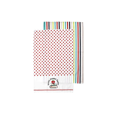 Ladelle Set of 2 World's Greatest Teacher Kitchen / Cleaning 100% Cotton Tea Towels