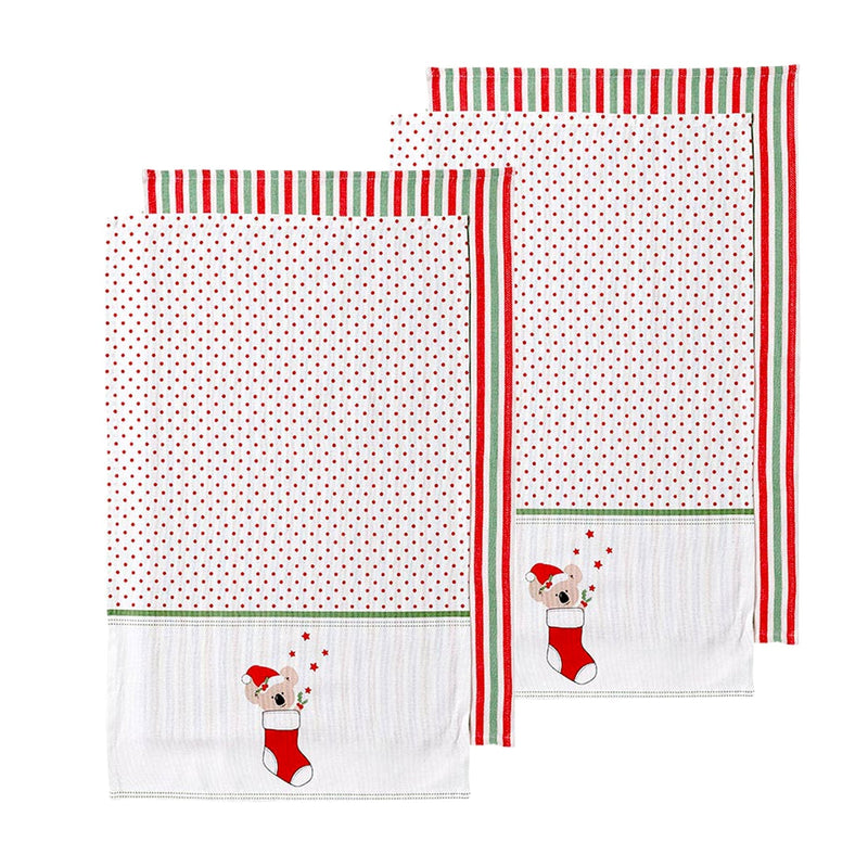 Ladelle Set of 4 Aussie Stocking Kitchen / Cleaning 100% Cotton Tea Towels 45 x 70 cm Payday Deals