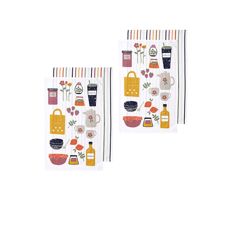 Ladelle Sunday Market Set of 4 Cotton Kitchen Towels Yellow Multi Payday Deals