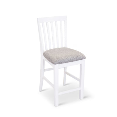 Laelia Tall Bar Chair Stool Set of 8 Solid Acacia Wood Coastal Furniture - White Payday Deals