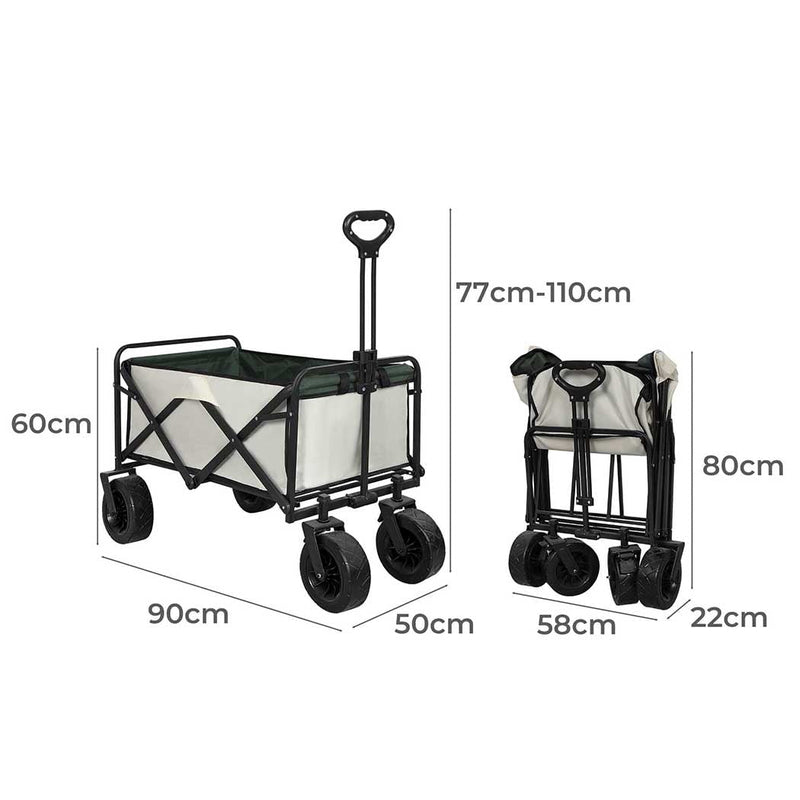Lambu Garden Camping Trolley Outdoor Garden Wagon Cart Folding Widen Large Picnic Beige Payday Deals