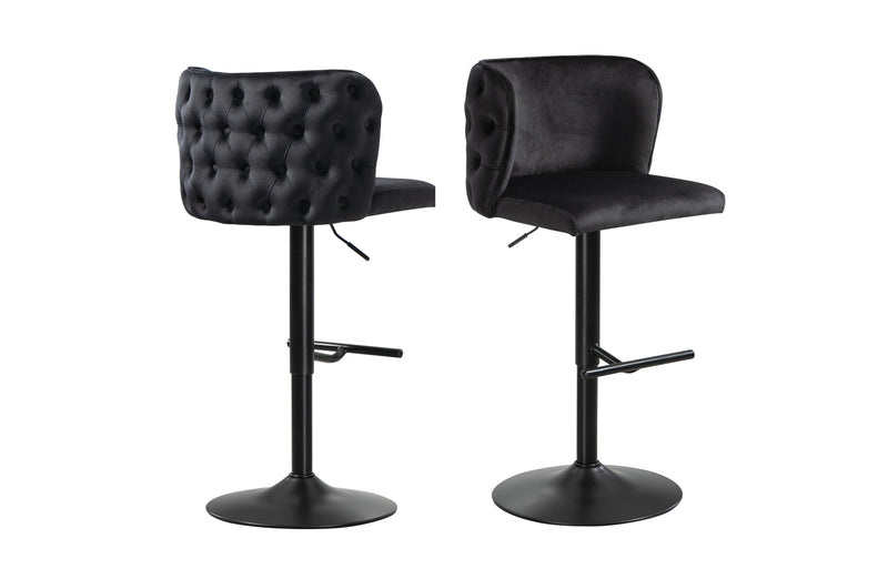 Lara Tufted Height Adjustable Swivel Bar Stools with Footrest - Black Payday Deals