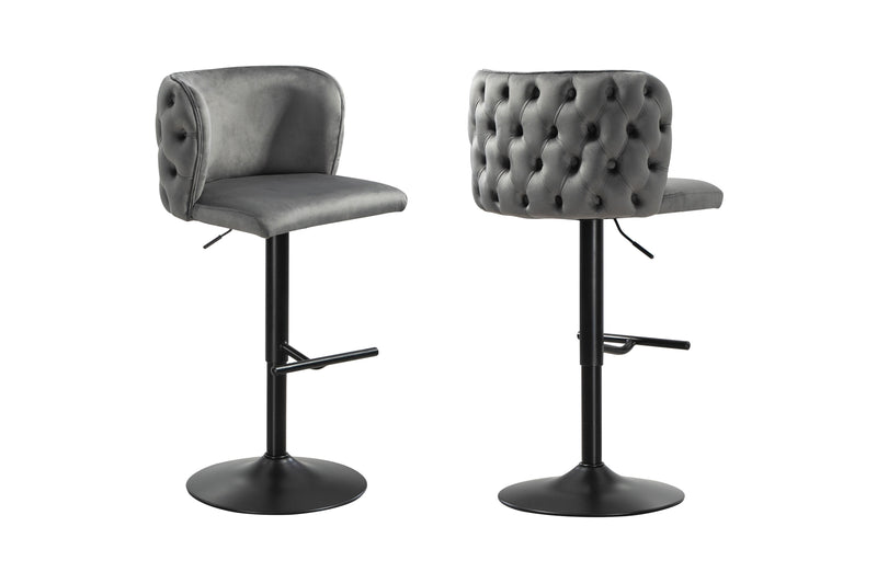 Lara Tufted Height Adjustable Swivel Bar Stools with Footrest - Dark Grey Payday Deals