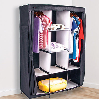 Large Portable Clothes Closet Canvas Wardrobe Storage Organizer with Shelves Payday Deals