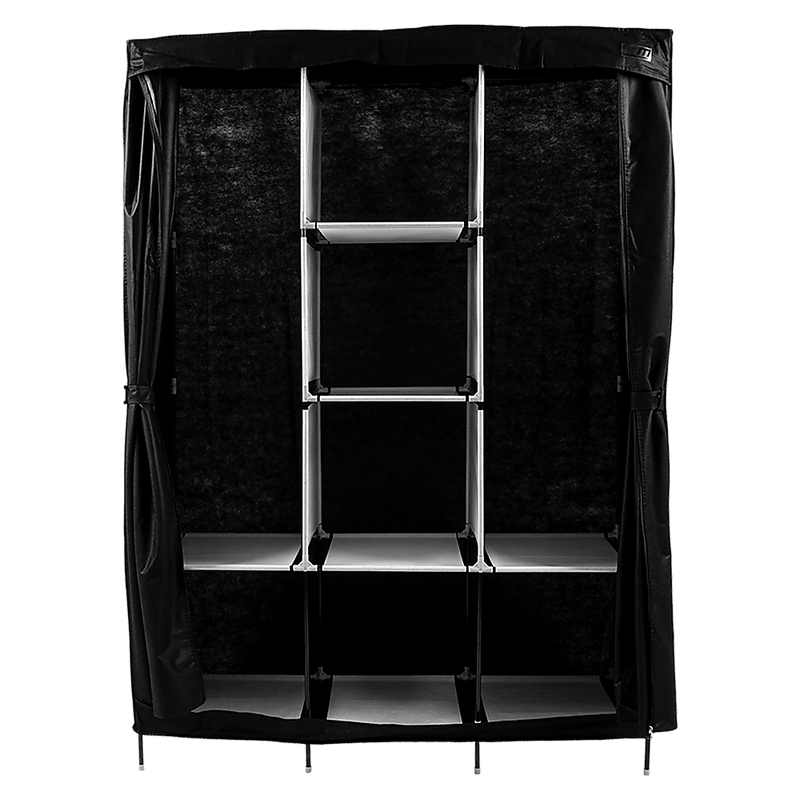 Large Portable Clothes Closet Canvas Wardrobe Storage Organizer with Shelves Payday Deals